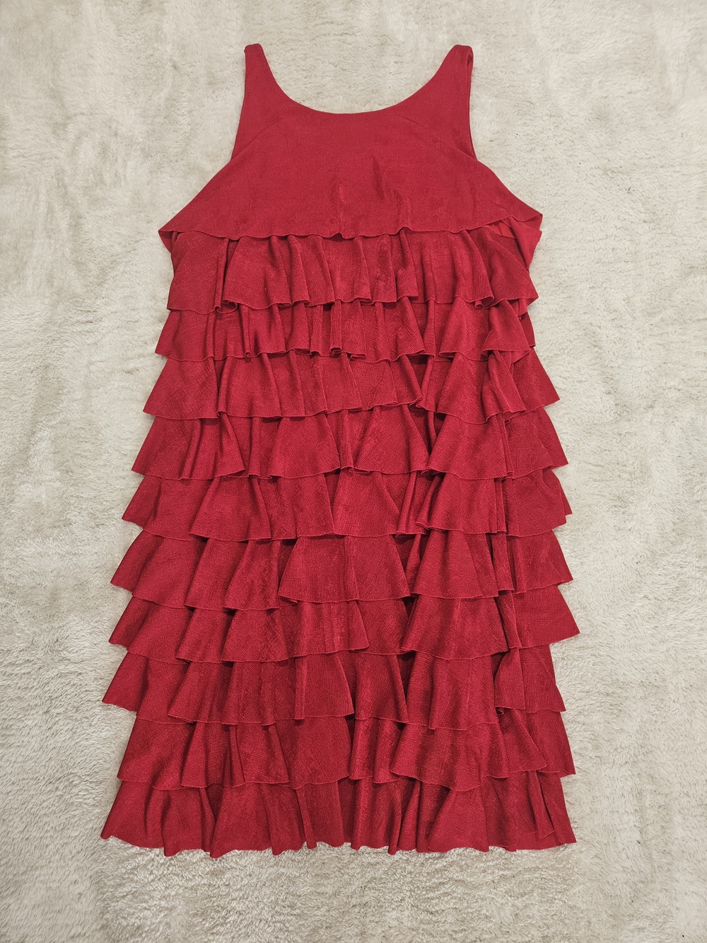 NEW Ruffle Sleeveless Red Dress Size S Bohemian Retro Feminine Preppy Party - Picture 4 of 6